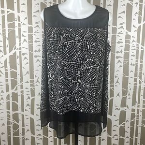 Vince Camuto Mosaic Print Sleeveless Top 1X